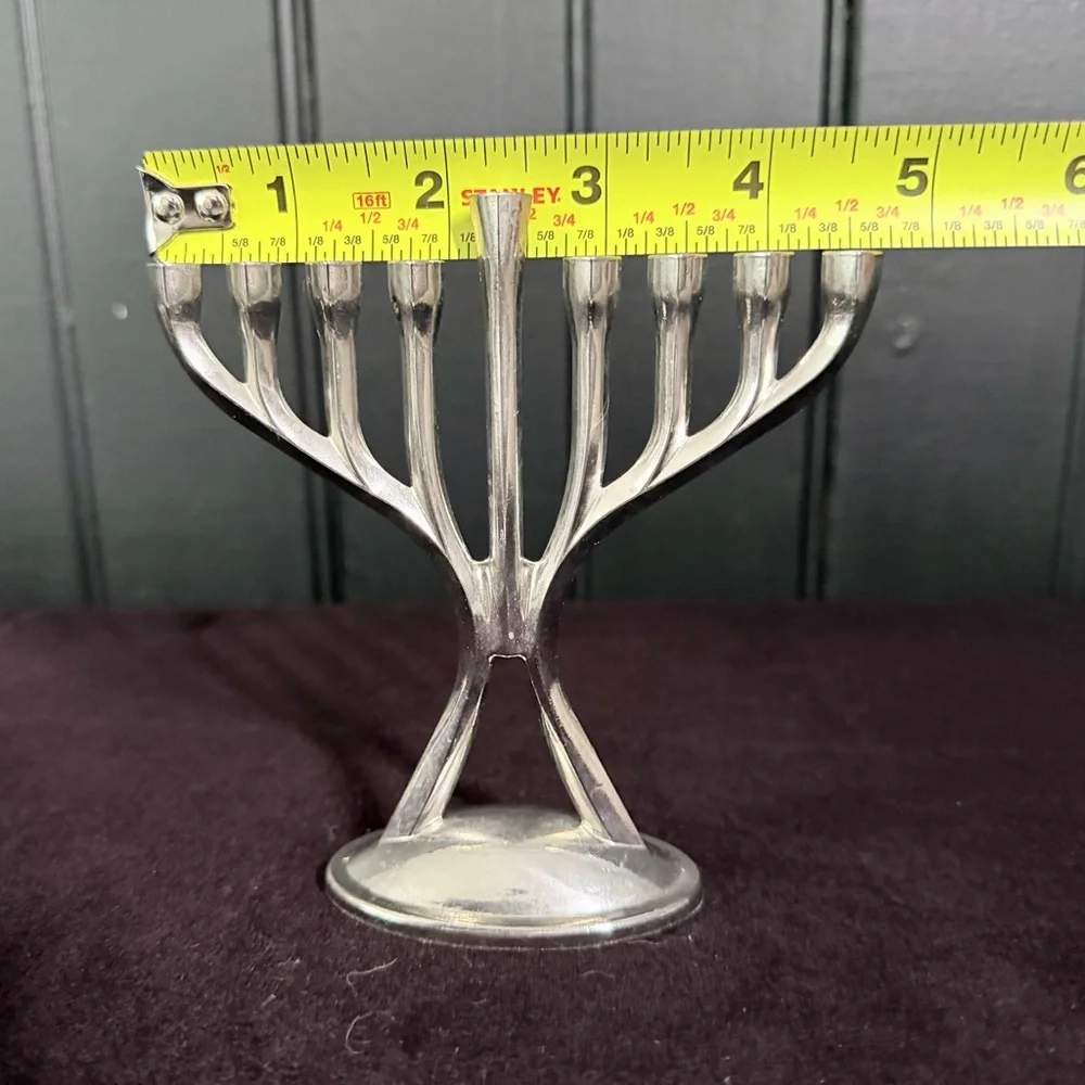 Elegant Silver and Blue Menorah Set of 2